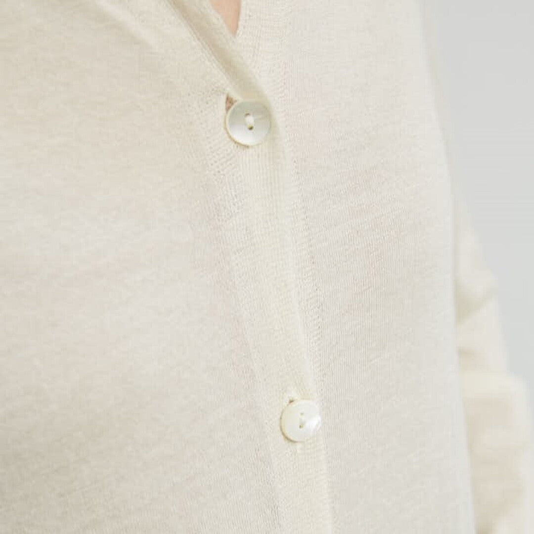 Atelier Verdi Juniper Cream Carolina Cashmere Cardigan Button Detail