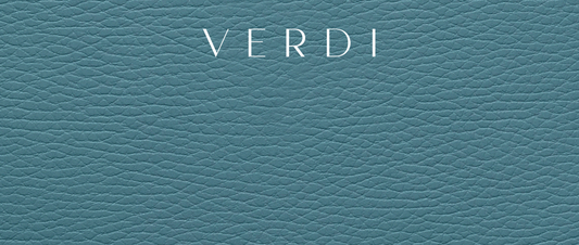 Atelier Verdi branding on blue leather