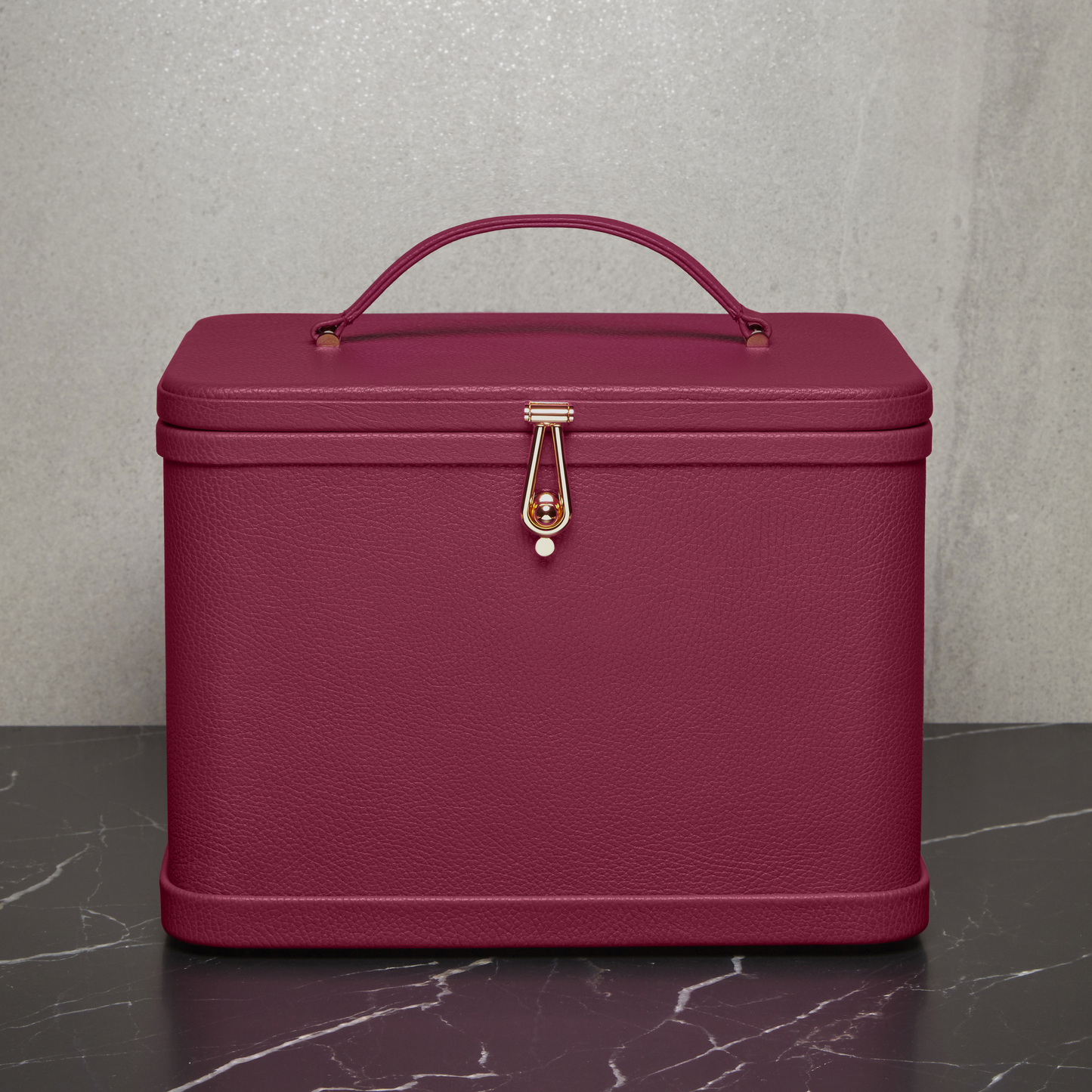 Atelier Verdi large pink leather vanity case, front view
